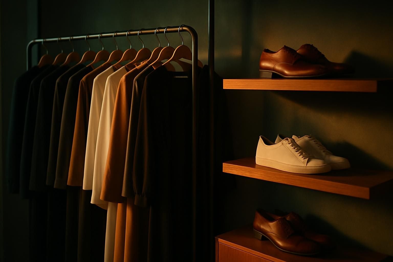Boutique de moda con ropa y calzado en exhibición